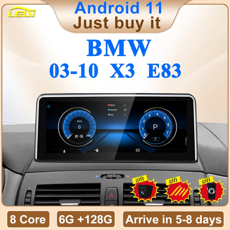 

Автомобильный видеоплеер для Bmw X3 E83, 10,25 дюйма, ID8 UI, Android, Bluetooth, динамик, GPS-навигация, экран, Apple Carplay