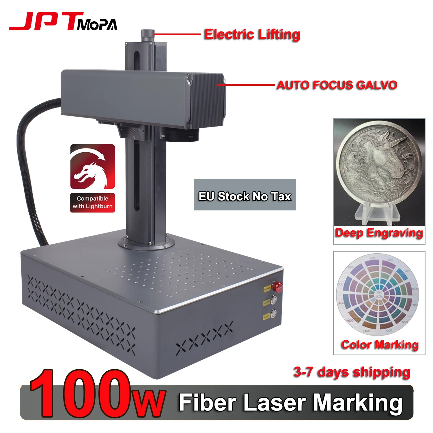 Autofocus macchina per marcatura Laser a fibra JPT Mopa 100W All-in-One incisore Laser portatile sollevamento elettrico per il taglio di gioielli