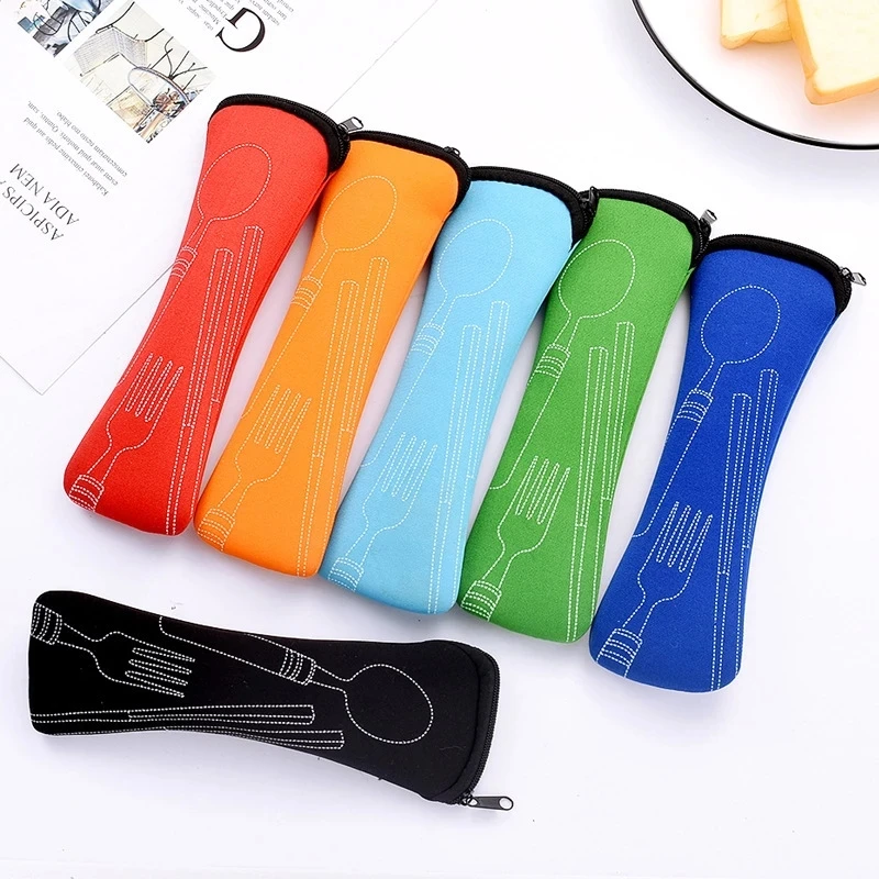 Portable Dishes Bag Flip Cutlery Case Kitchen Tableware Accessories Students Household Utensils Dinnerware Storage Bag Kitchen