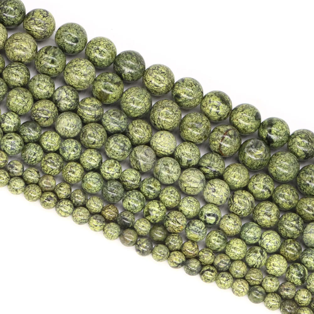 6 8 10 12 MM Natural Russian Serpentine Round Loose Spacer Stone Reiki Healing Gemstone Accessories for Diy Jewelry Handicrafts