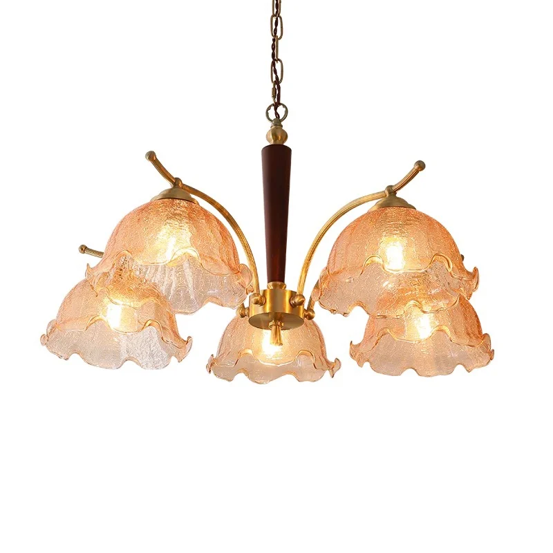 

XC Nanyang Style Chandelier Mid-Ancient Walnut Master Bedroom Warm Lamp Retro Nostalgic Light Luxury Restaurant Lamps