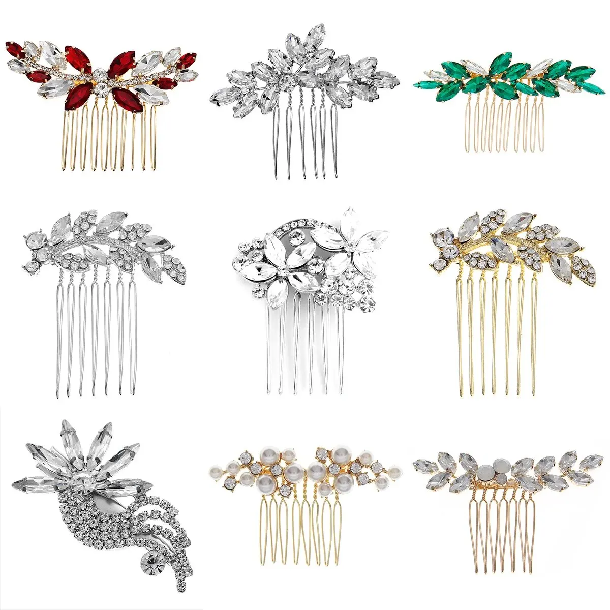 Kristall Perle Braut Haar Kamm Kopfbedeckung Strass Perle Braut Haar Clip Stirnbänder Zubehör Schmuck – Detail 5