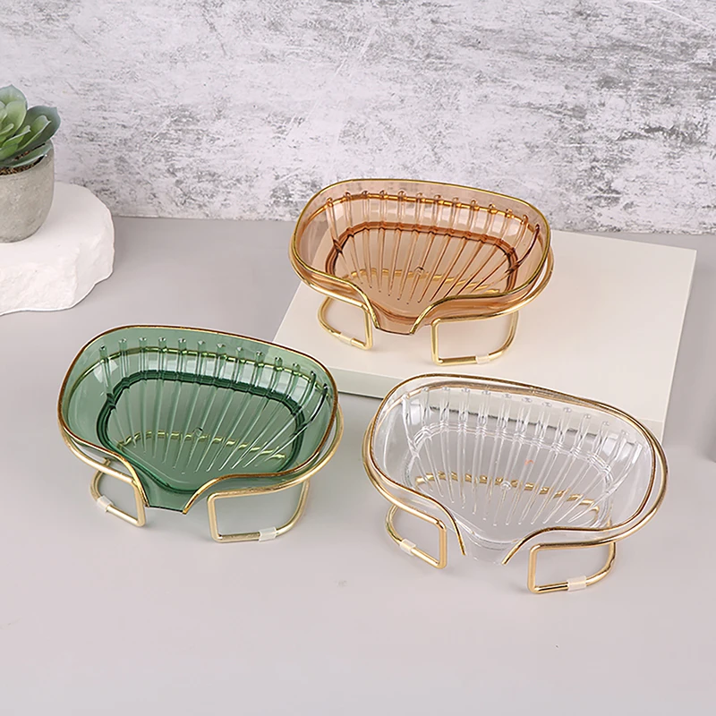 Bathroom Soap Dish Light Luxury Plastic Soap Case With Drain Holder Soap Storage Case Tray Container Bathroom Gadgets