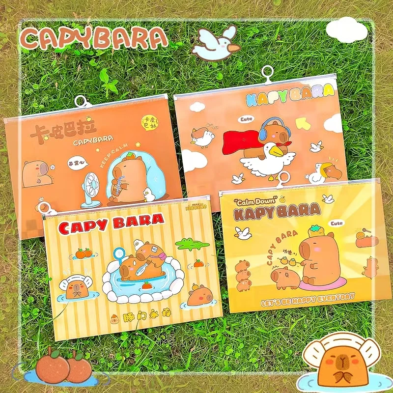 cute A4 capyabara bags  classroom organization kawaii Stationery organizer Portfolio file folder Organizer folder documents