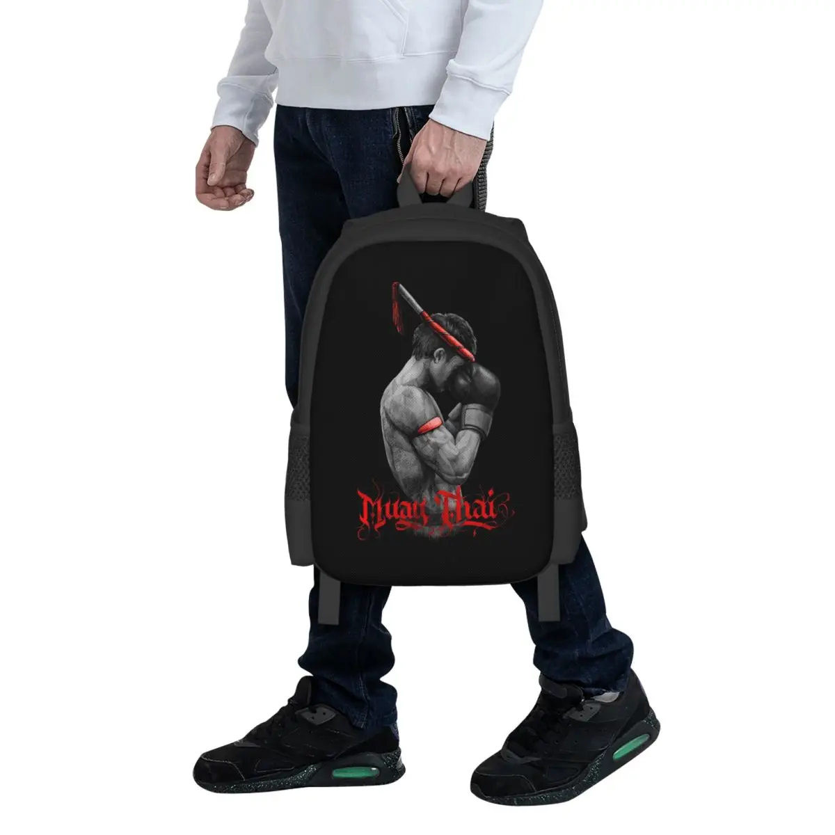 Muay Thai Boxing Fighter Student Backpack School Bag Hiking Travel Daypack for Men Women Fashion Bookbag Shoulder Bags