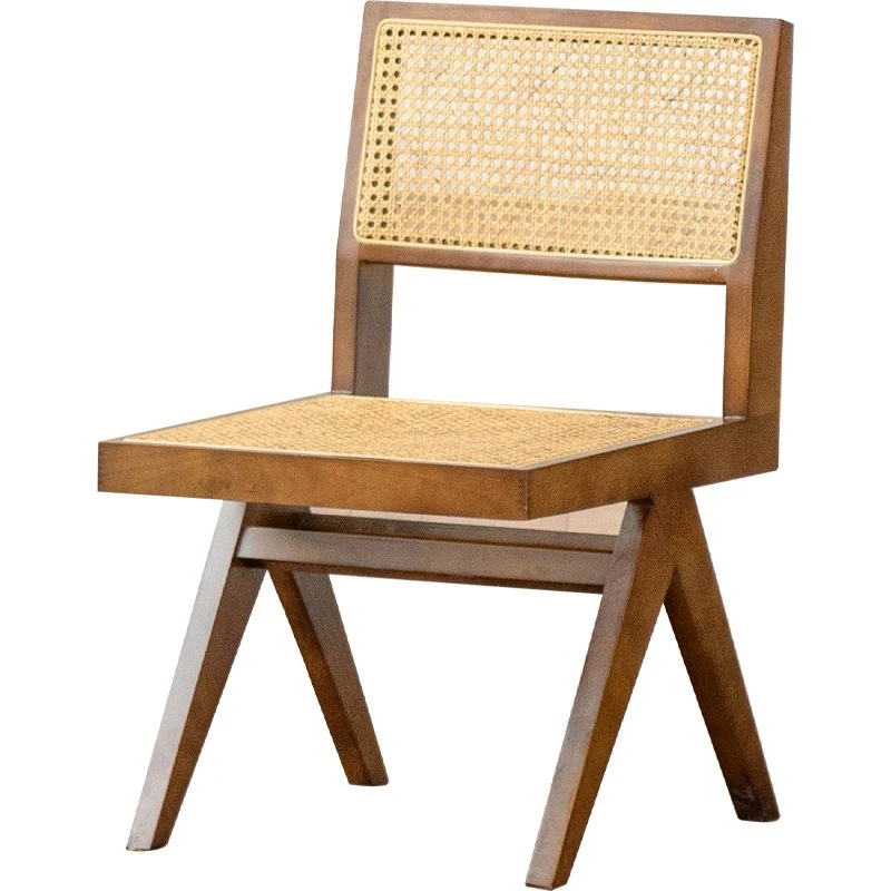 Nordic retro solid wood back chair designer studio restaurant rattan