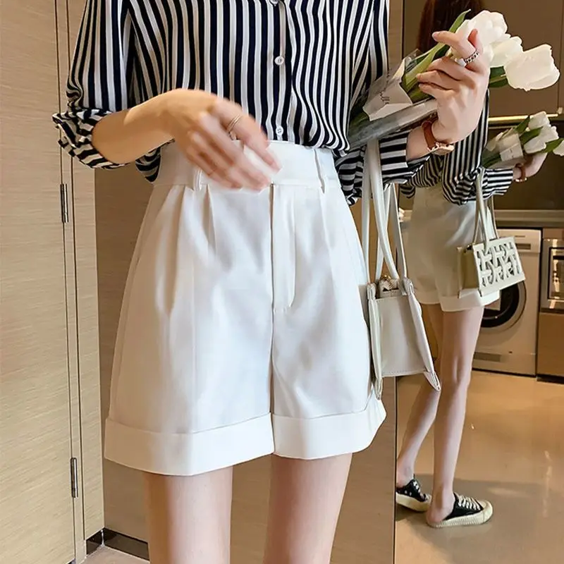 

Women's Summer Shorts 2026 New Arrival High Waist Wide Leg Slim Fit Cotton Blend Casual Rolled Cuff Loose Fit