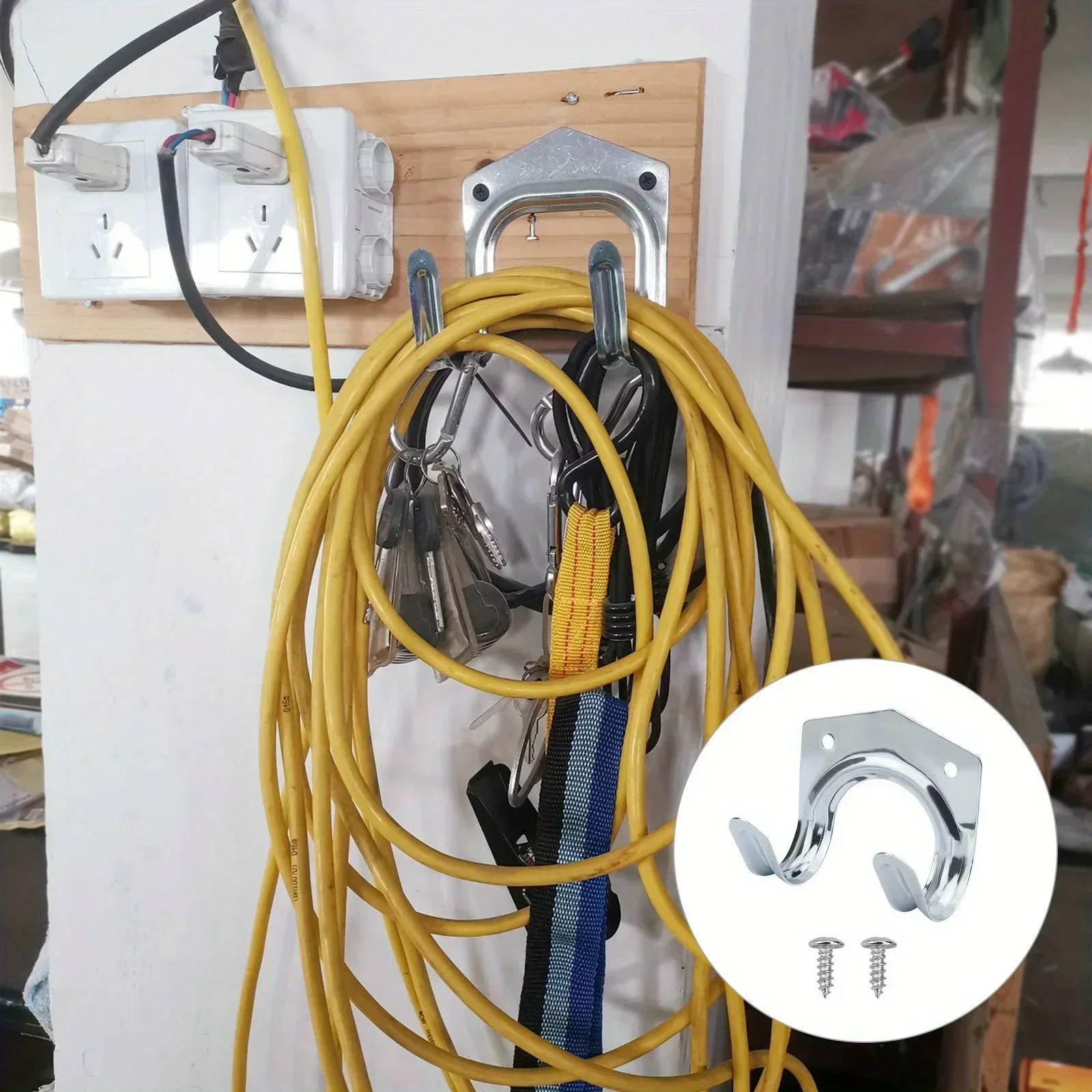 Heavy Duty Metal Wall-Mounted Rack Double Hook Garden Storage Rack for Shovels,Rakes,And More,Industrial Grade Storage Solution