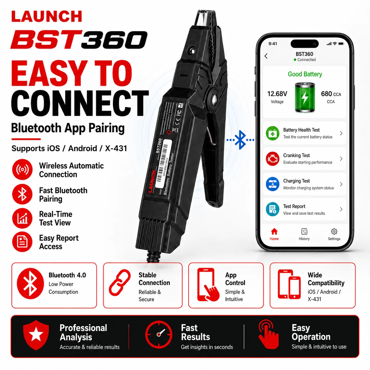 LAUNCH BST360 블루투스 자동차 배터리 테스터 - Battery Load Tester 리뷰 및 가격