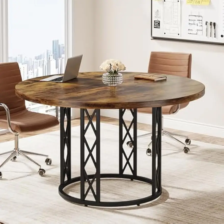 47" Round office Table, Round Business Meeting Table, Small Table Reception Negotiation for Office Meeting Conference Room