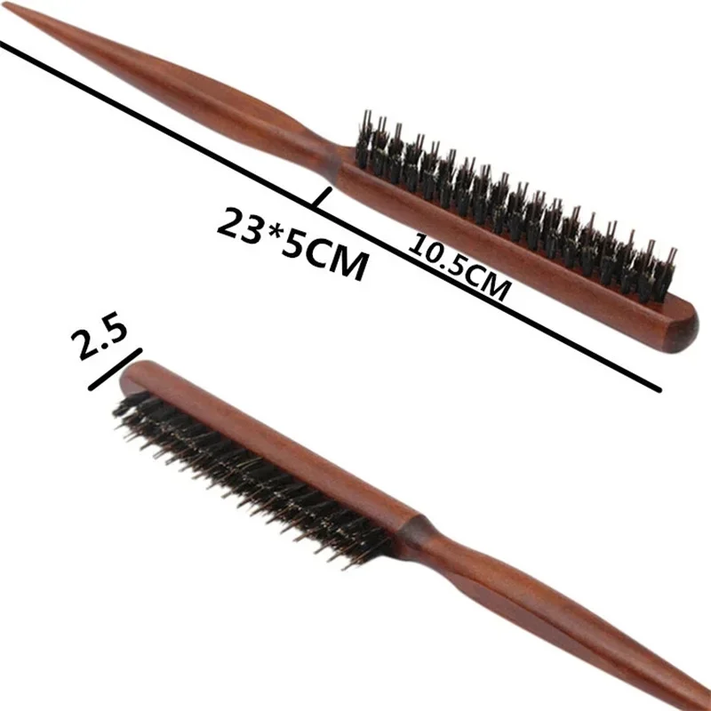 Salon Teasing Back Hair DIY Brushes Boar Bristle Wood Slim Line Comb Hairbrush Extension Hairdressing Professional Styling Tools