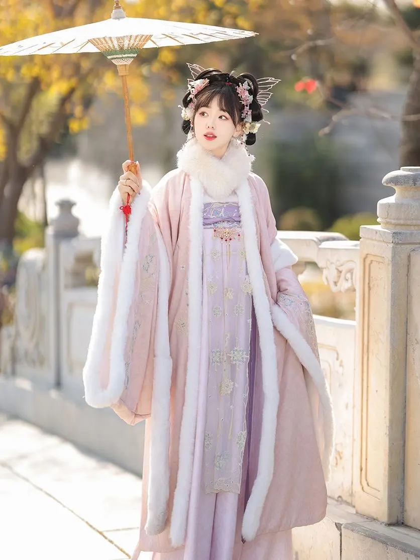 

Winter Warm Hanfu Women Chinese Ancient Cosplay Costume Yellow Blue Purple Hanfu Dress Christmas New Year Costume Party Outfit