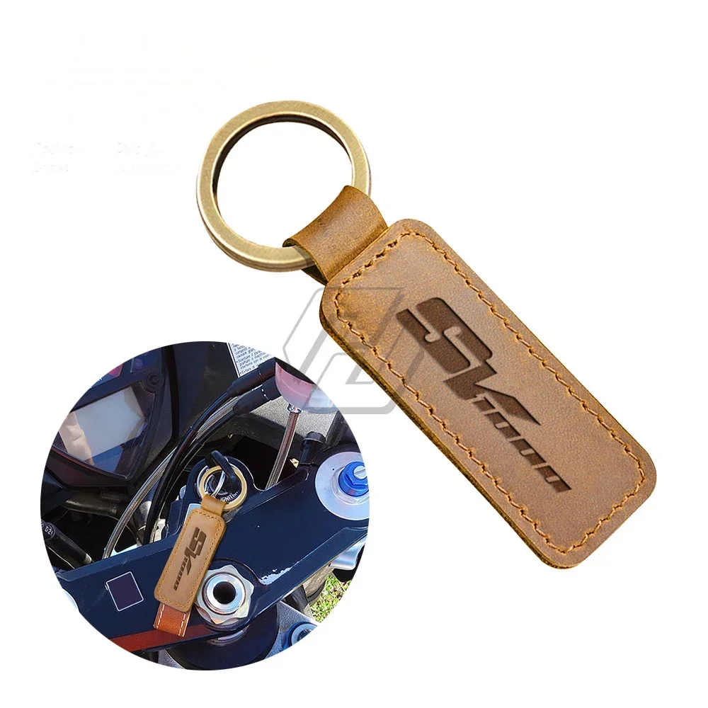 For Suzuki SV1000 SV1000S Key Motorcycle Cowhide Keychain Key Ring Case