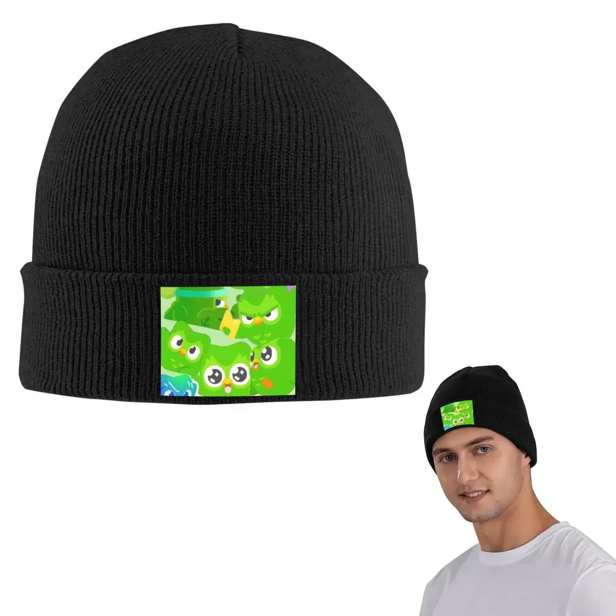 Duolingo Owl Duo Warm Knitted Cap Fashion Bonnet Hat Autumn Winter Outdoor Beanies Hats For Men Women Adult
