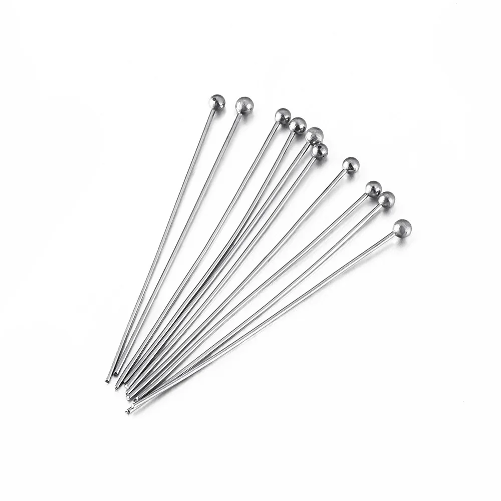 50pcs18k Vergulde 12-30MM Balhoofd Naald Pins Voor DIY Kralen Sieraden Maken Cadeau, Bevindingen Accessoires Pins Levert