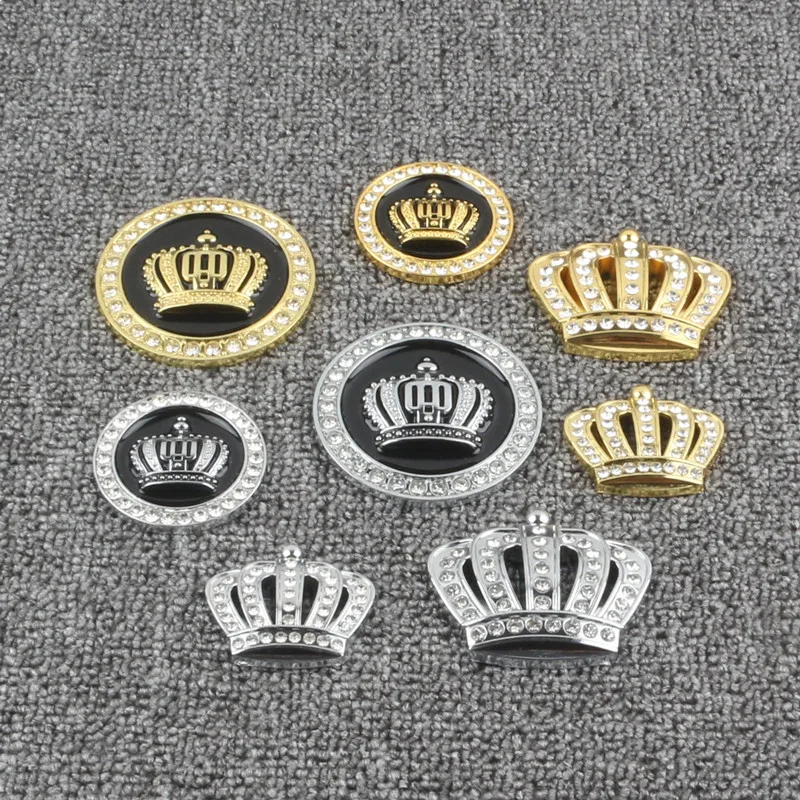 

Cool Golden Silver Fashion 3D Diamond Crystal Crown Car Sticker Metal Side Emblem Badge Auto Body Decoration Styling Accessories