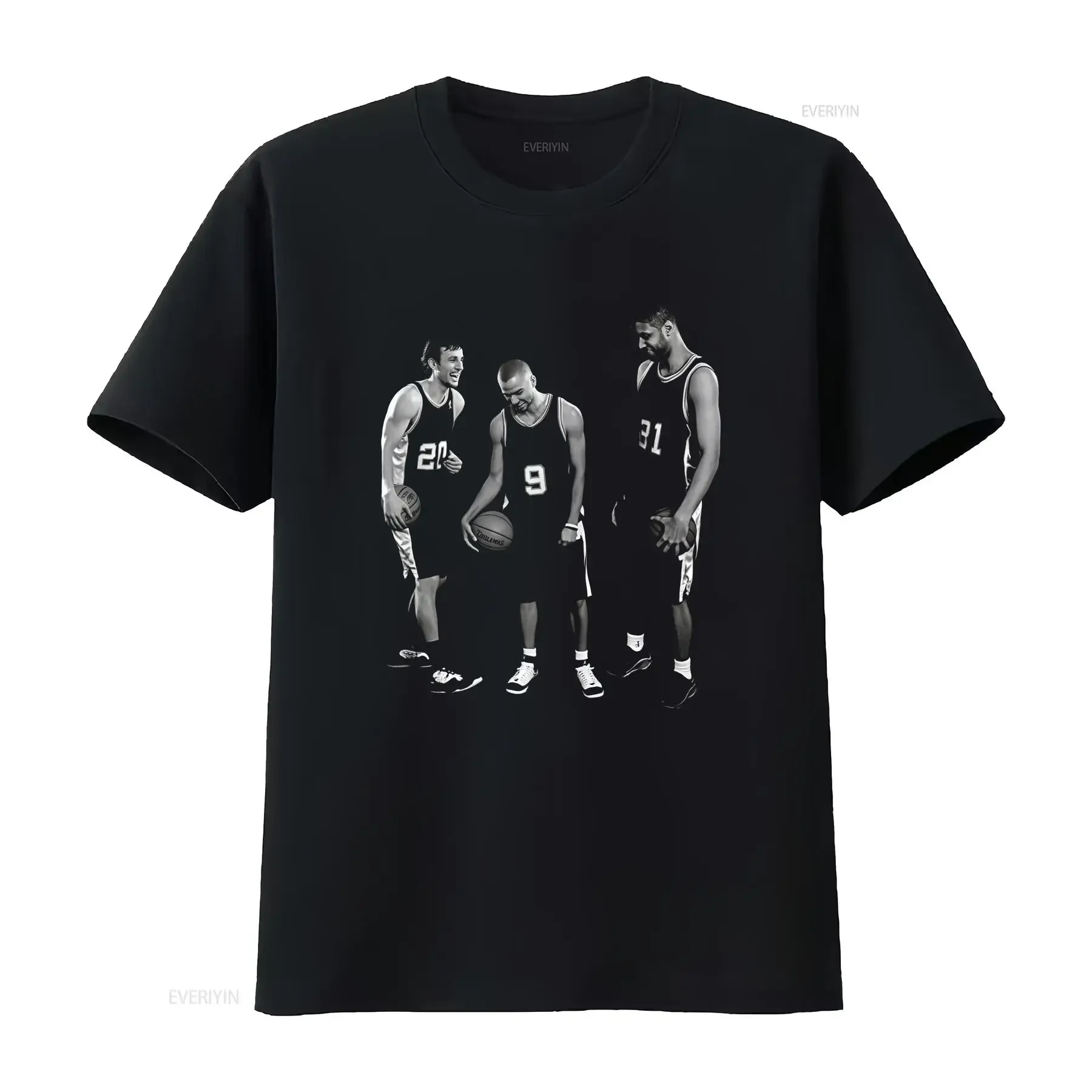 Camiseta de baloncesto San Antonio Duncan Parker Ginobili Big Three, estilo vintage, lavada, elástica, informal, unisex, con gráfico