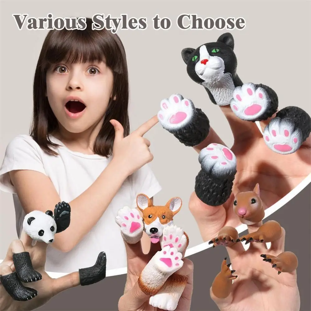 Squirrel Cat Finger Hand Puppet Animal Head Shape Kindergarten Performance Animal Finger Dolls Multiple Styles Animal Gloves