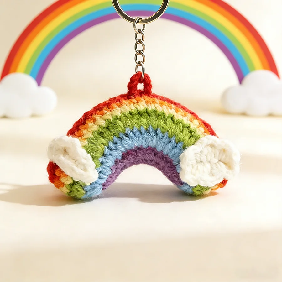 Noter New Funny Handmade Braided Carrot Rainbow Keychain Selected High Quality Rope Bag Car Charm Pendant Decoration Key Ring