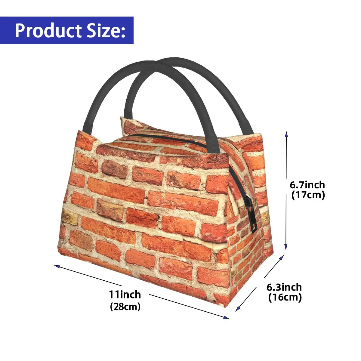 The Red Brick Wall Insulated Lunch Bag for Women Children Portable Food Boxes Thermal Lunch Box Tote