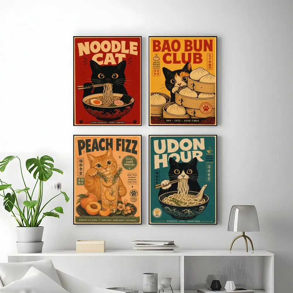 Greedy Cat Poster HD Versatile Waterproof Wall Decor Self Adhesive Perfect for Any Room & Ideal Gift