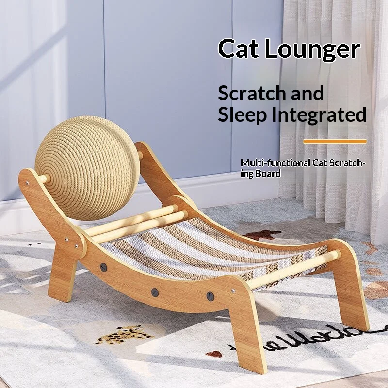 

New Top Rated Extra Large Cat Scratcher Bed Lounge with Ball, Non-Shedding Self-Play Toy, Boredom Buster for Indoor Cats