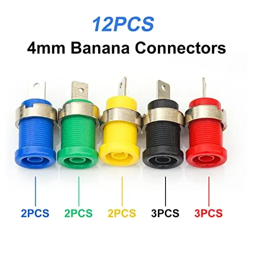 12Pcs 4mm Banana Jack Female Panel Mount Banana Socket Binding Post Adapter for 4mm Banana Plug Connector