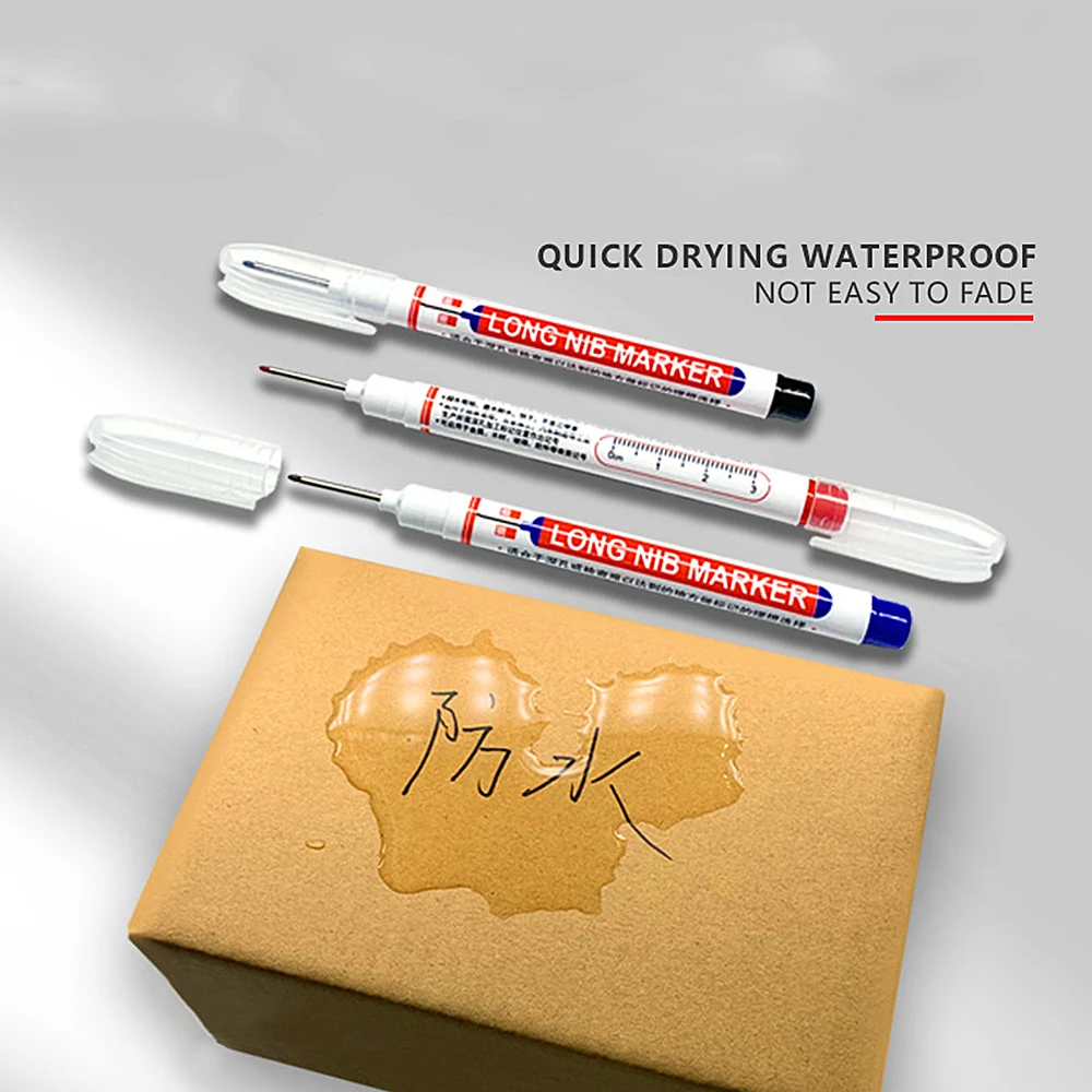 6 個 20 ミリメートル深穴ロングニブヘッドマーカー金属穿孔ペン用防水浴室木工装飾多目的