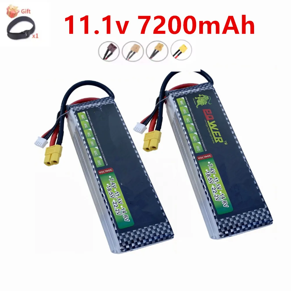 

7200mAh 11.1V Lipo Battery 60C For Drone RC Car Helicopter Quadcopter Tank Boat Truggy 3S 11.1 v Rechargeable Battery