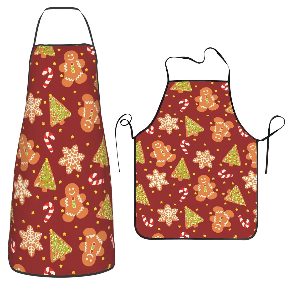 Christmas Gingerbread Cookies Pattern Apron Chef Cooking Tablier Waterproof Bib Kitchen Cleaning Pinafore for Women Men Painting