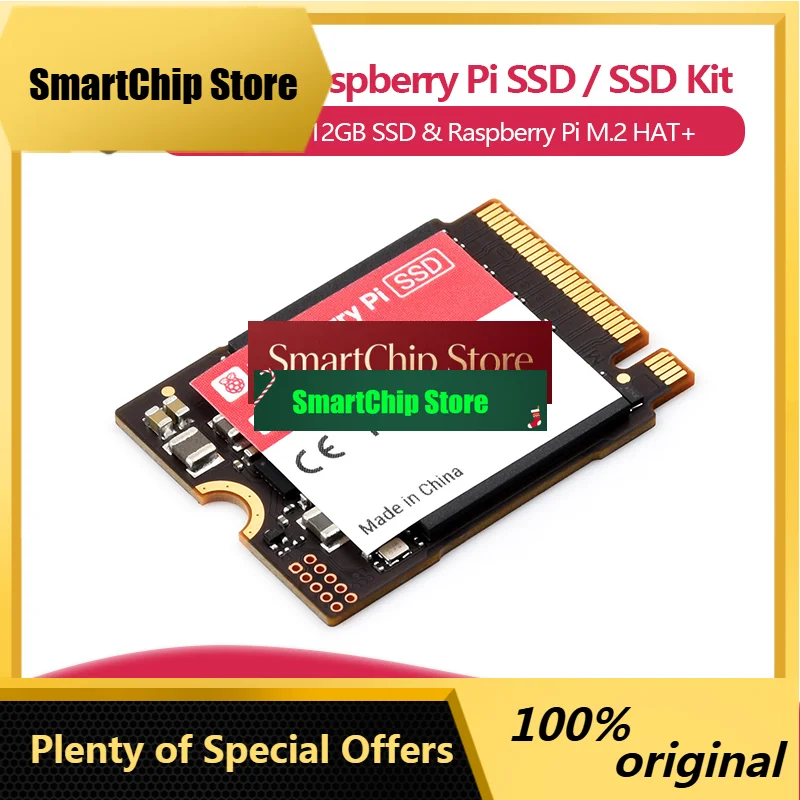 SmCpOfficial Raspberry Pi SSD / SSD Kit, 256GB / 512GB And RPI M.2 HAT+, Compliant With PCIe Gen 3 Standard, Suitable For RPI 5.