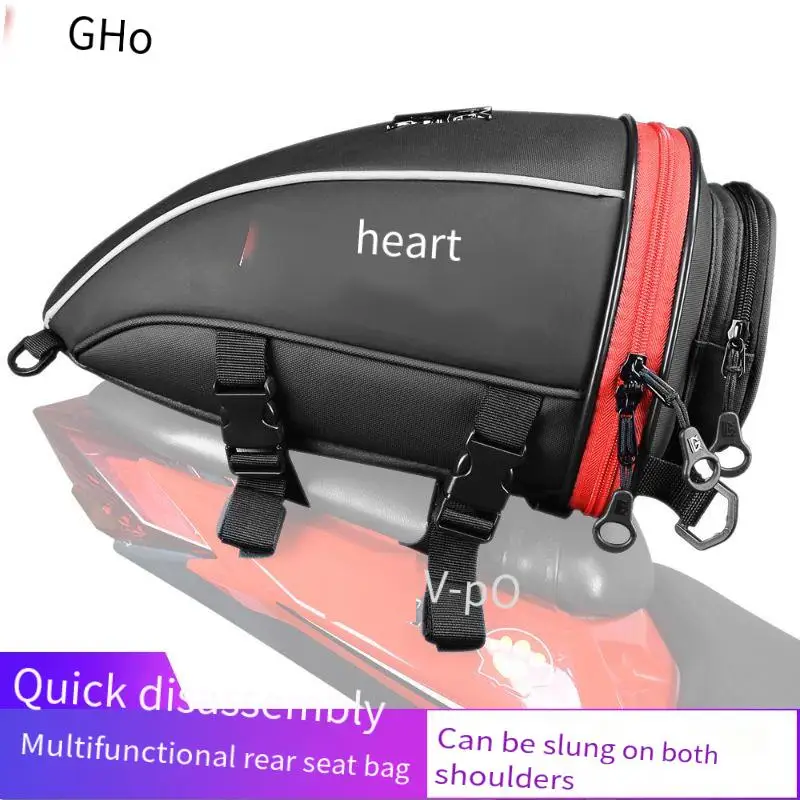 PU Leather Motorcycle Tail Bag, Saddle Bag, Back Seat Bag, Shoulder Bag, Motorcycle Racing Travel Riding Bag, Handbag