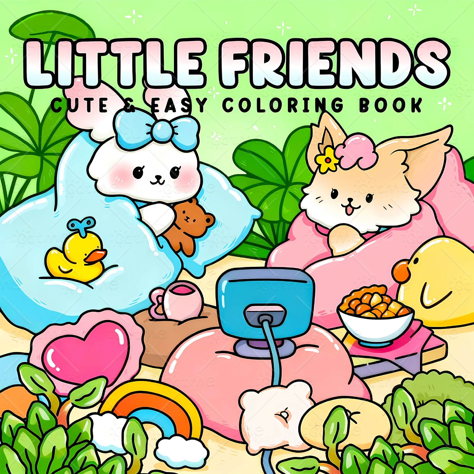 LITTLE FRIENDS Bold-easy Patterns Coloring Book for Adults Cute Drawing Book Perfect Gift for Party and Birthday ﻿