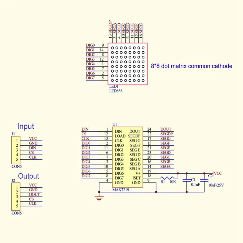 Módulo de pantalla LED de matriz de puntos COFA-MAX7219 32X8, Control MCU de cátodo común 4 en 1 con cable de 5 pines para Arduino (multicolor) Easy T