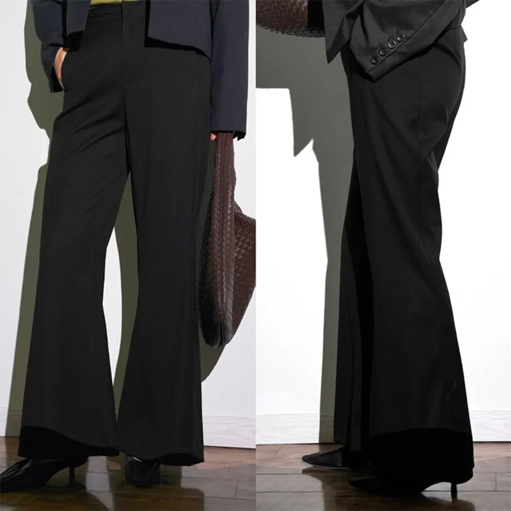 High-waisted High Micro-lapel Casual Pants Black Suit Pants Minimalist Structured Line Splicing Suit Pants