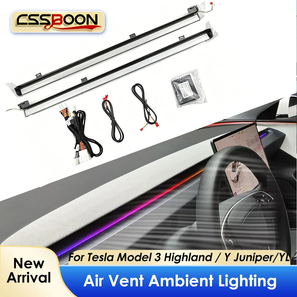 CSSBOON Dynamic Ambient Light for Tesla Model 3 Y 2025 2026 Car Interior Dashboard Lighting Trim Upgrade Accessories