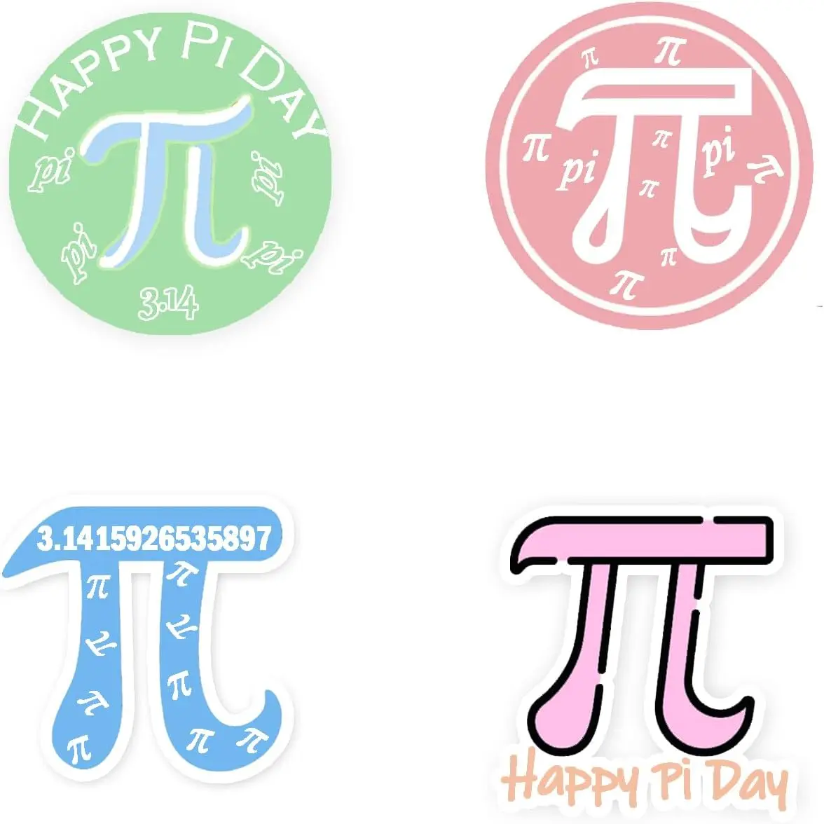 500 Pcs Pi Day Stickers 2 Inch March 14th π Day Sticker Math Theme π Self-Adhesive Sticker