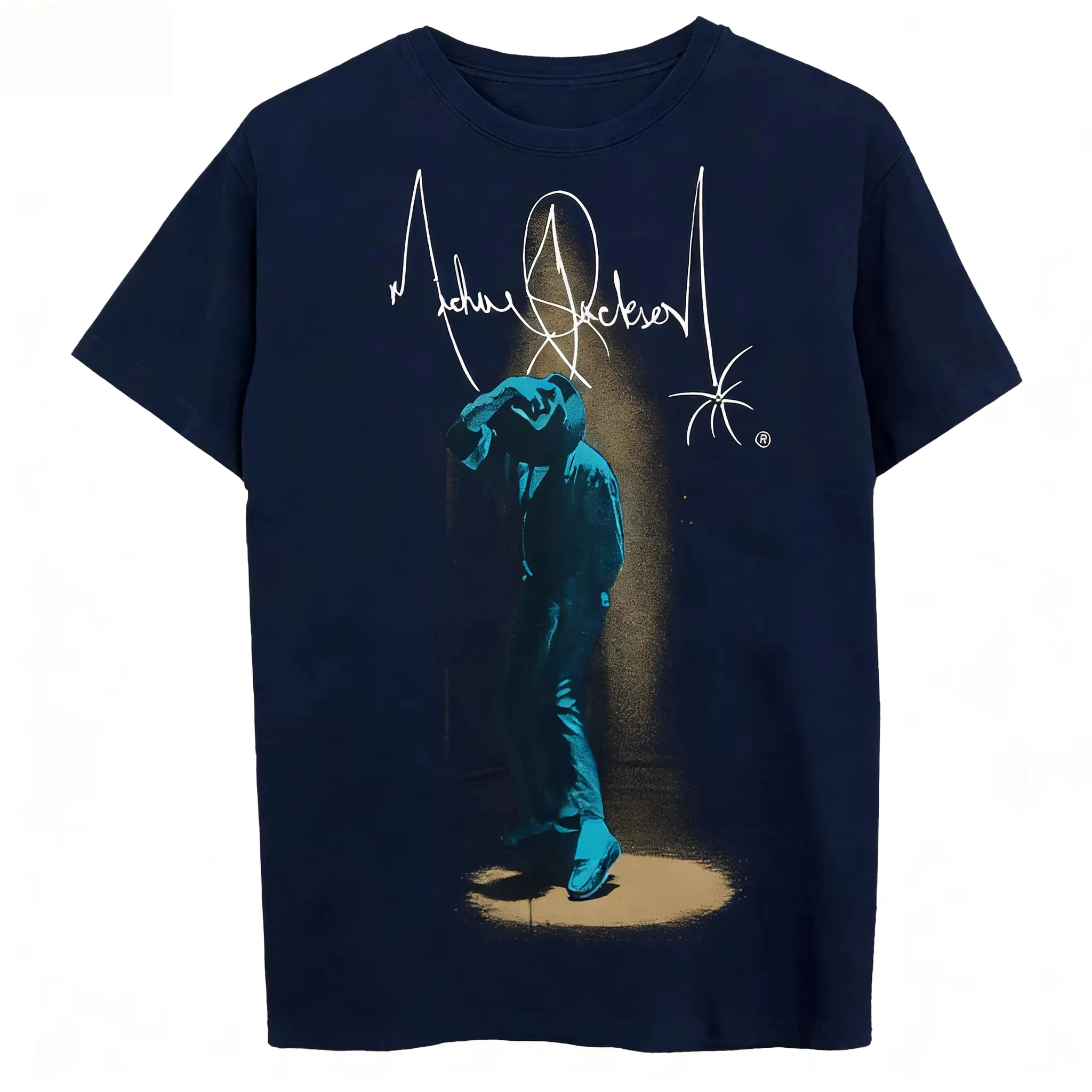 Michael Jackson Spotlight Pattern Cotton Unisex Crew Neck Short Sleeve T Shirt Fashion Hip Hop Style Women And Men T-Shirt