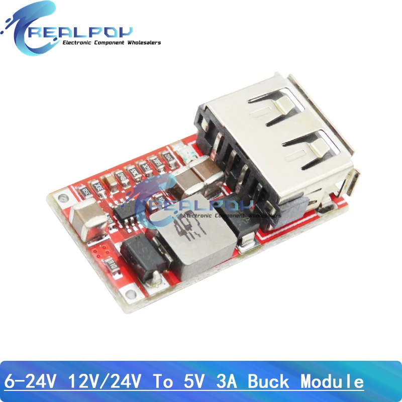 Тонкий понижающий преобразователь постоянного тока 6-24 в 12 В/24 В в 5 В 3 А, хороший модуль источника питания 12 В 5 В