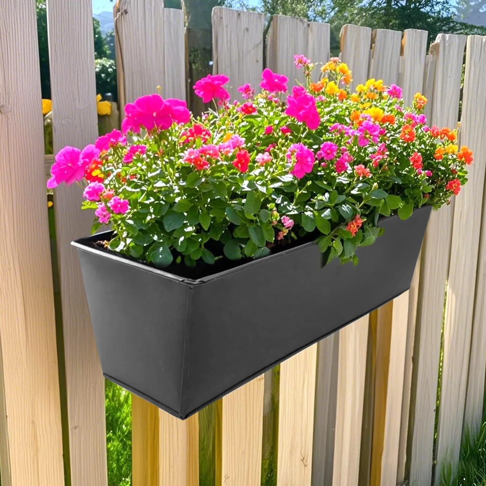 Outdoor Plants Planter Hanging Flower Pots for Decks Railings Buckets Modern Wall Mount Window Box Plant Holder Hooks