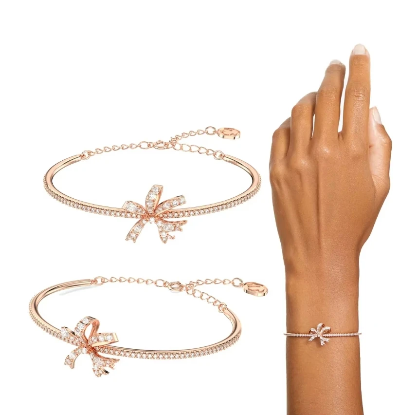 

Изысканный европейский и американский браслет с цветочным принтом 2025 года, простой и атмосферный браслет для пар, модный браслет S925, Сваровский