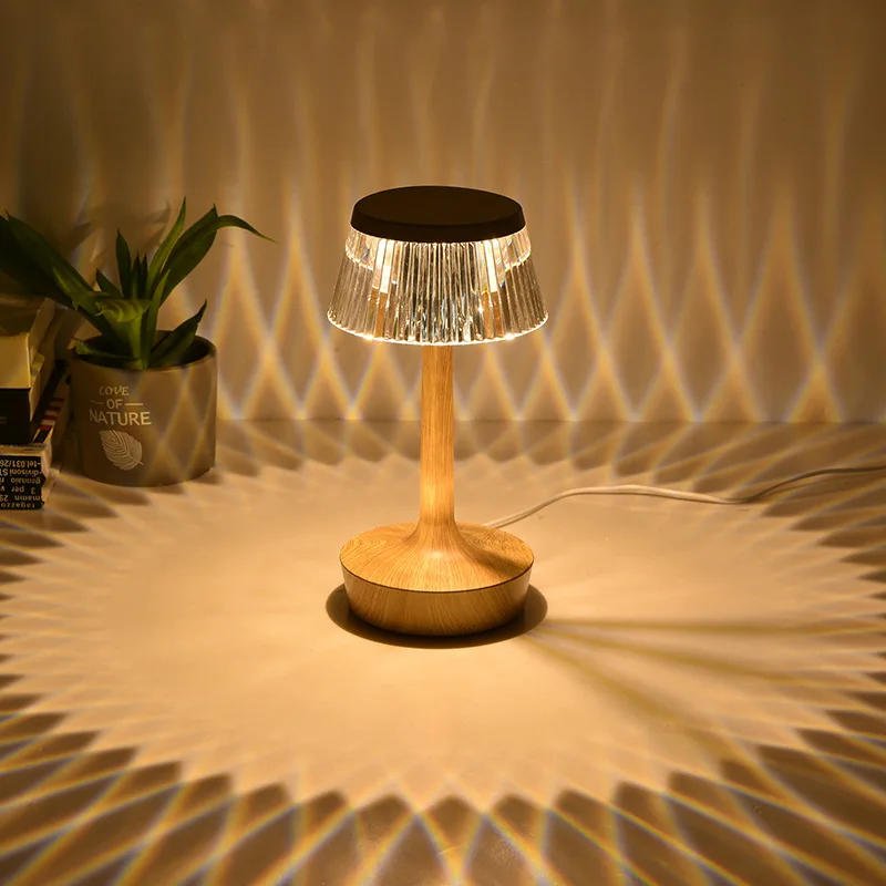 

Modern Bedside Dimming Led Transparent Crystal Mushroom Table Lamp Lighting Luxury Decorative Night Light