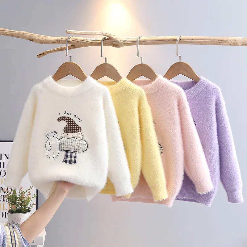 

Girls Sweaters Woolen Jersey Clothing Autumn Winter 2025 Children Knitted Outerwear Tops For Baby Girl Pullover Sweater Kids 8Y