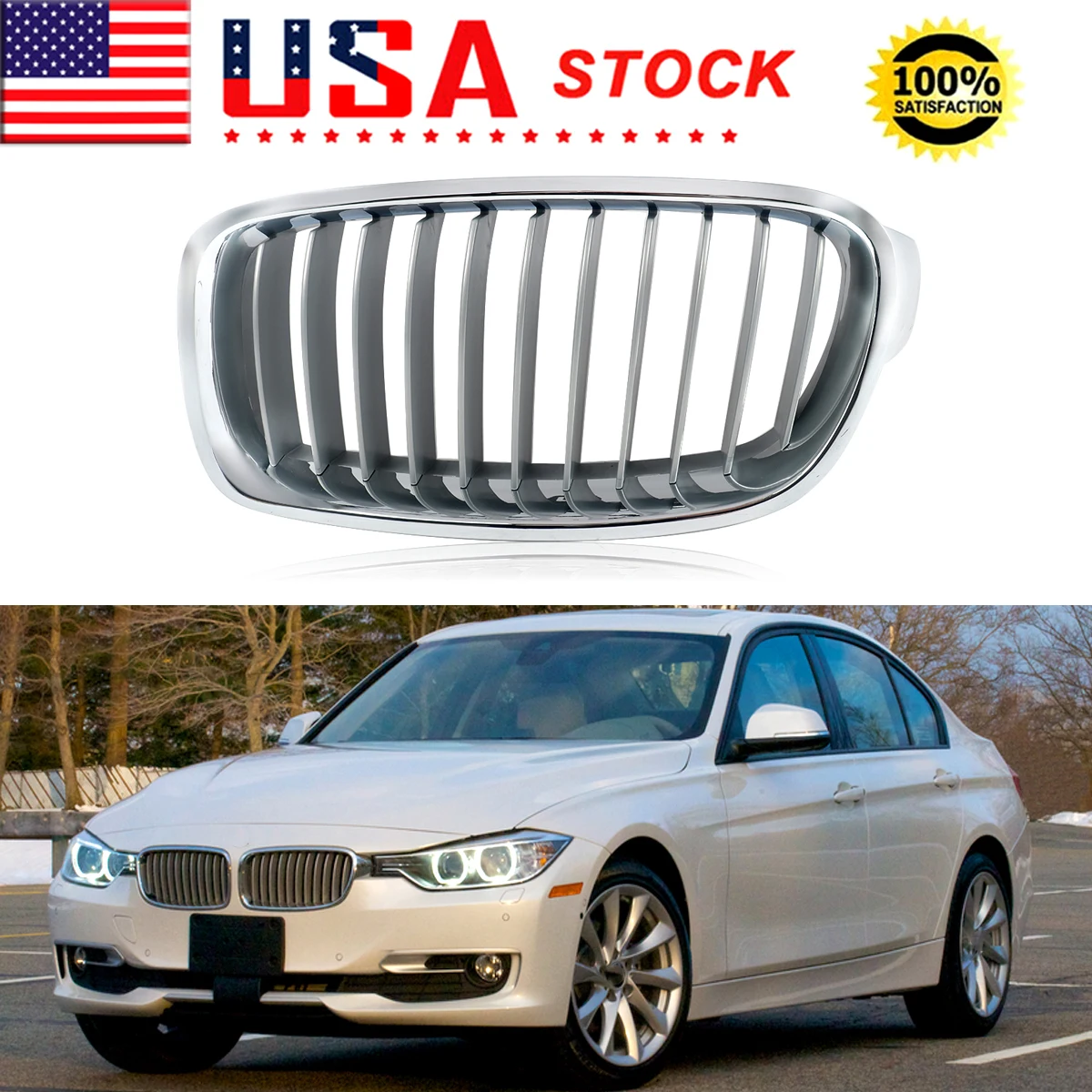 

Левая или правая боковая хромированная передняя решетка для почек для BMW F30 F31 F35 2012-2018 11-зуечная гоночная решетка в сборе 51137263479