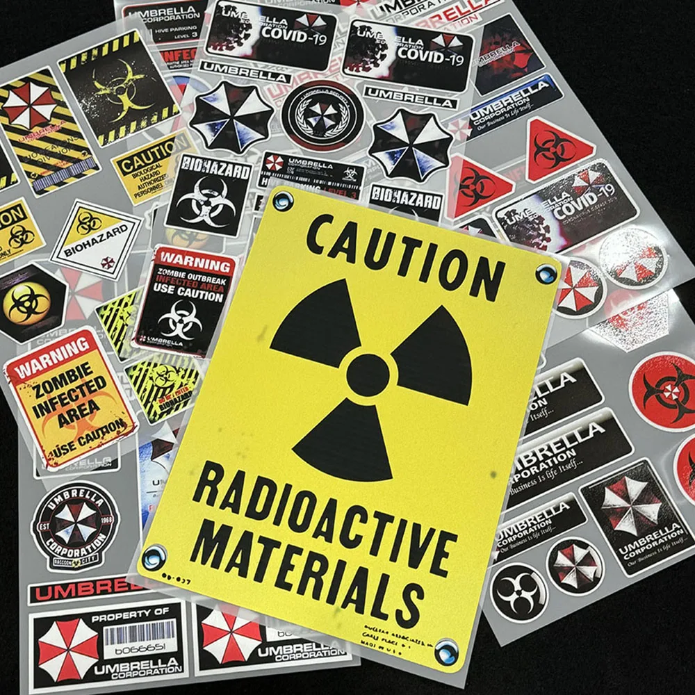Set de Pegatinas de Resident Evil, Calcomanías con el Logotipo de Umbrella y Advertencias Radioactivas para Coche, Motocicleta, Casco, Laptop, Equipaje, Patineta