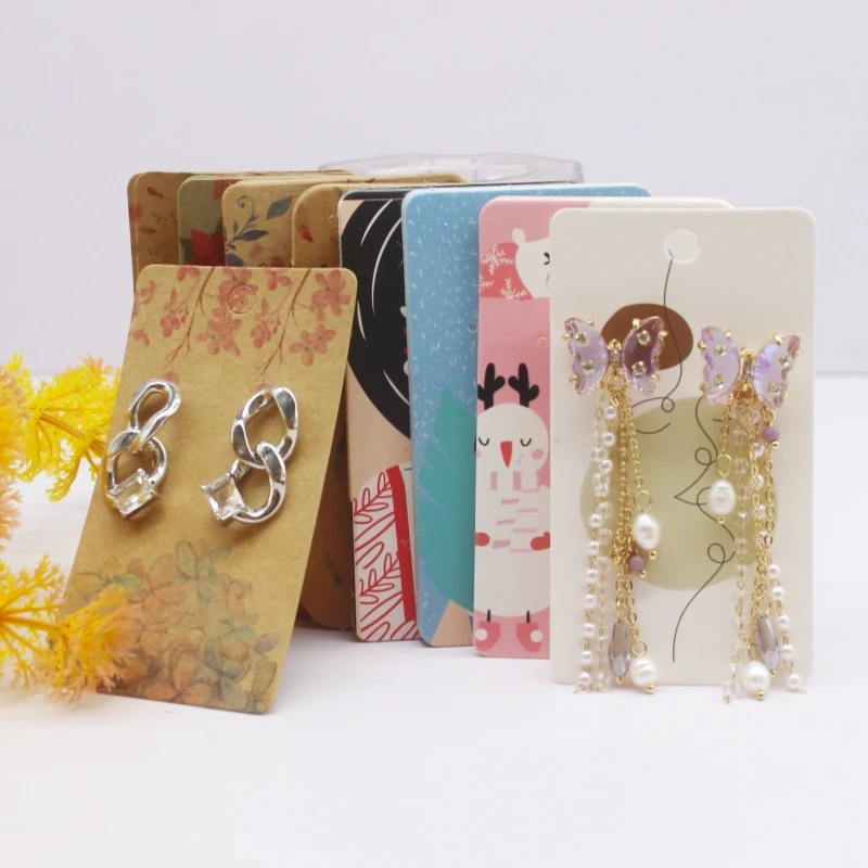 50pcs 5x9cm Earrings Cards Paperboard Jewelry Newest Arrived Popular Display Cardboard Hot Sale Fashion Design Delicate  Cards