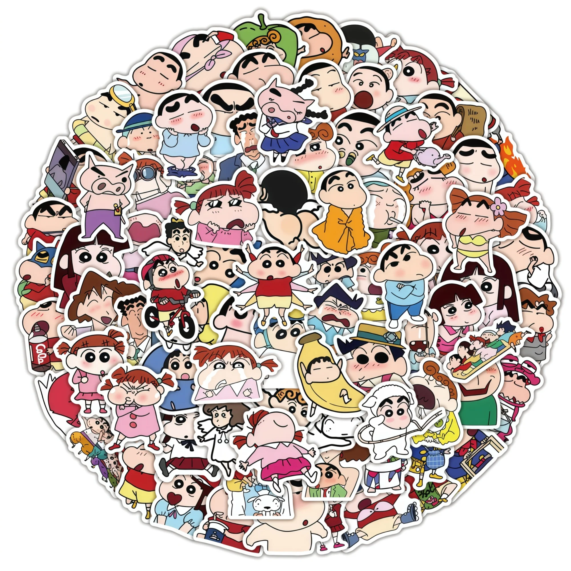 

100pcs Cute Crayon Shin-chan Stickers Anime Cartoon Stickers for Laptops, Luggage, Graffiti, DIY Decoration
