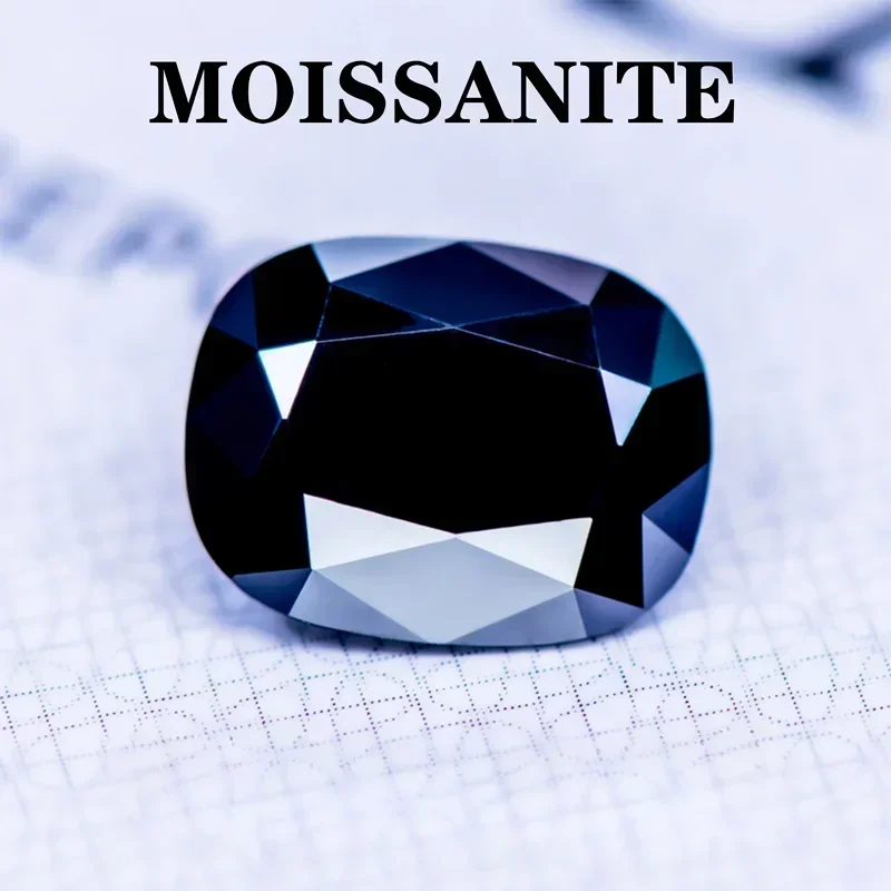 

Moissanite Stone Natural Black Color Rectangular Cushion Cut DIY Charms Ring Necklace Earrings Main Materials with Certificate