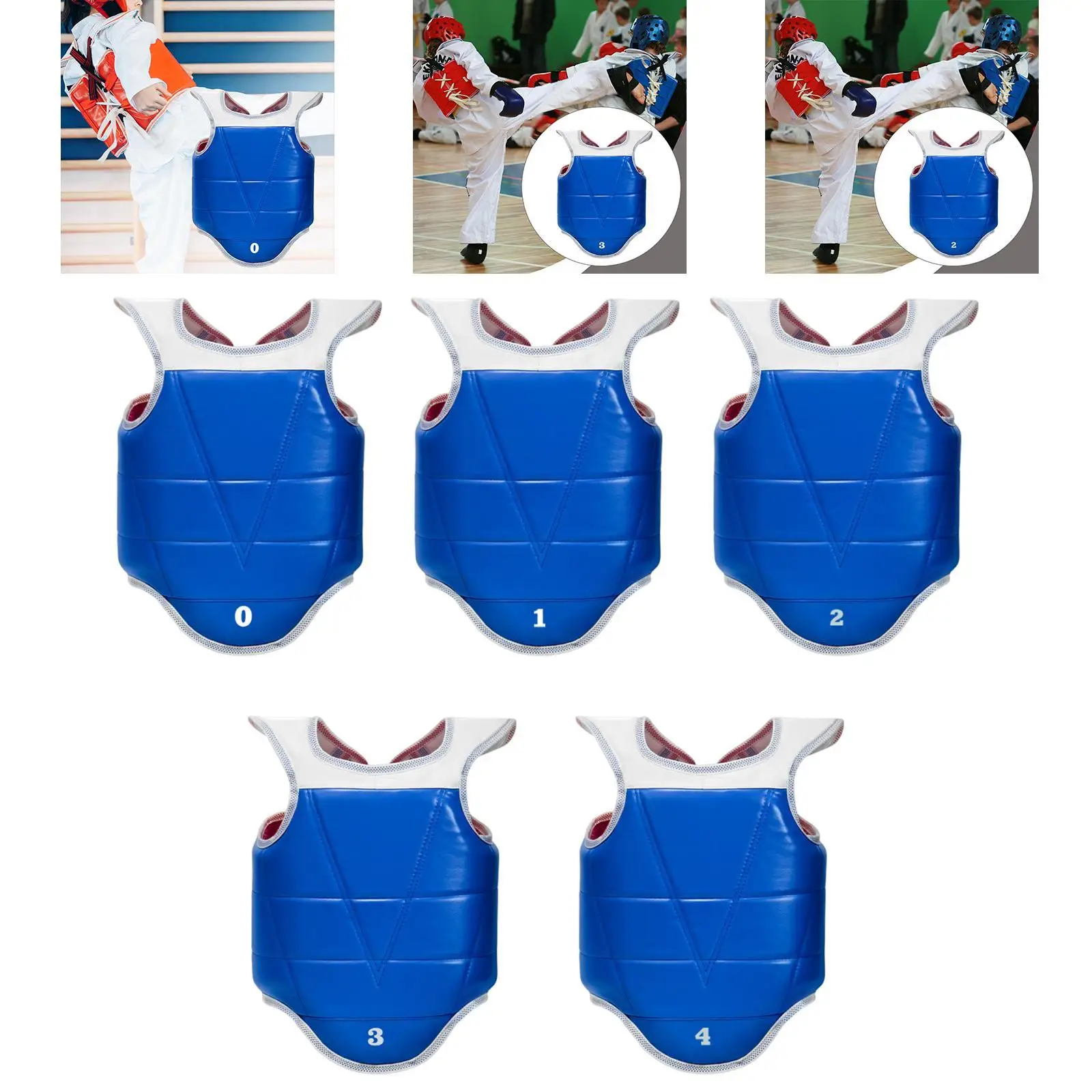 

Karate Chest Guard Taekwondo Kickboxing Boxing Body Protector Reversible for
