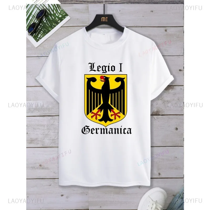 Casual Deutschland logotipo impresso t-shirt, solto O-Neck Top, Streetwear de manga curta, Premium Harajuku, Popular